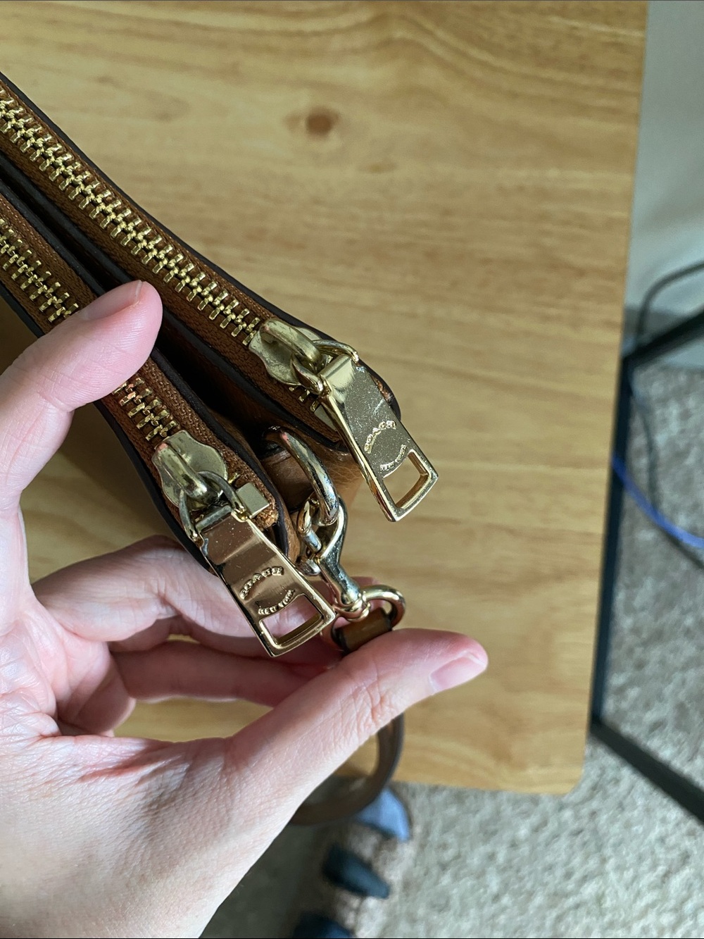 Coach Pebbled Leather Crossbody Purse in Chestnut Brown with Gold Hardware - Picture 5 of 16